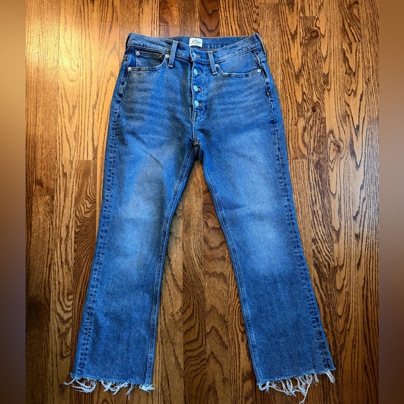 J.Crew Billie Demi Boot Crop Jeans 9” High Rise Button Fly Raw Hem 28 - Picture 2 of 11